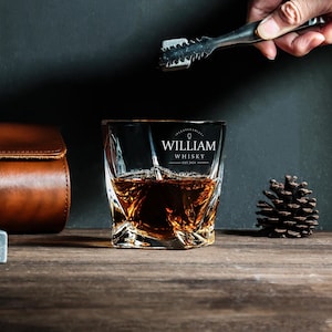 Personalised Whiskey Glass,Engraved Custom Glassware,Personalized Square Glass,Custom Whiskey Glass,Best Man Gift,Gift for Him,Birthday gift