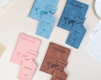 Leather passport holder,Personalised luggageLuggageName Tag,Personalise passport cover,Passport Holder Set Gifts For Him,Best,Man gift