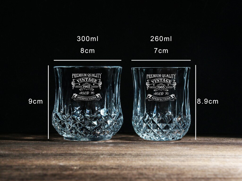 Bicchiere Per Whisky Personalizzato Con Incisione, Regalo Compleanno 60°, 65°, 70°, 80°, In Scatola Regalo