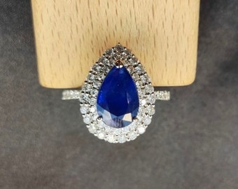 Mogok Sapphire Ring (2.9cts Pear Shaped) for your engagement or wedding. Converted into a pendant too - a versatile design for your need.