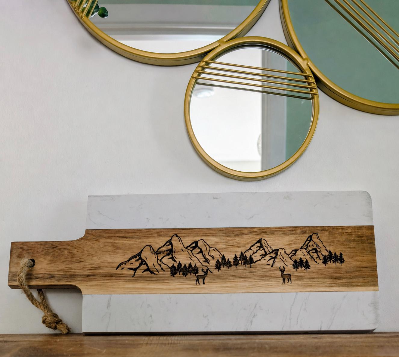 Personalised Engraved Cheese Board | Acacia Wood & Marble Charcuterie ...