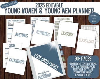 Editable 2025 YW/YM Presidency Binder Printables | lds Young Women Planner | Printable YW Binder | Printable Young Men Binder