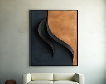 Arte mural de madera con diseño de ondas 3D: Escultura abstracta moderna.