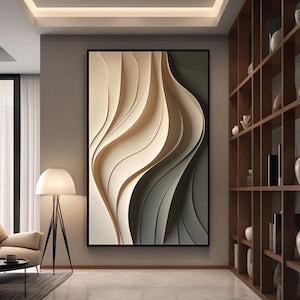 3D Wave Wall Art: Striped Abstract Sculpture, Modern Home Decor