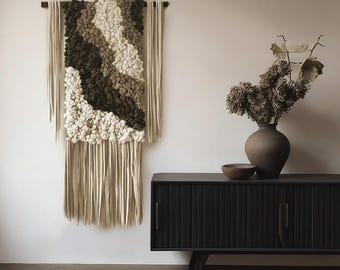Large Textured Fiber Art Wall Hanging: Modern Woven Tapestry
