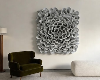 Handmade 3D Paper Sculpture Wall Art, Abstract Textured Paper Relief, Minimalist Modern Wall Decor, Scandinavian Home Decoration Gift