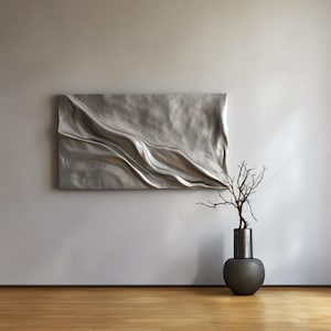 Textured Grey Wood Wall Art: Modern 3D Wooden Sculpture