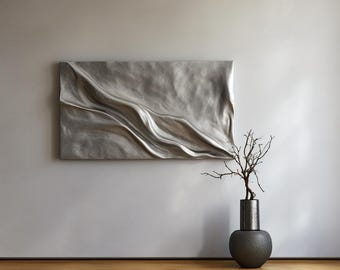 Decoración de pared en madera gris texturizada: Escultura moderna de madera en 3D.
