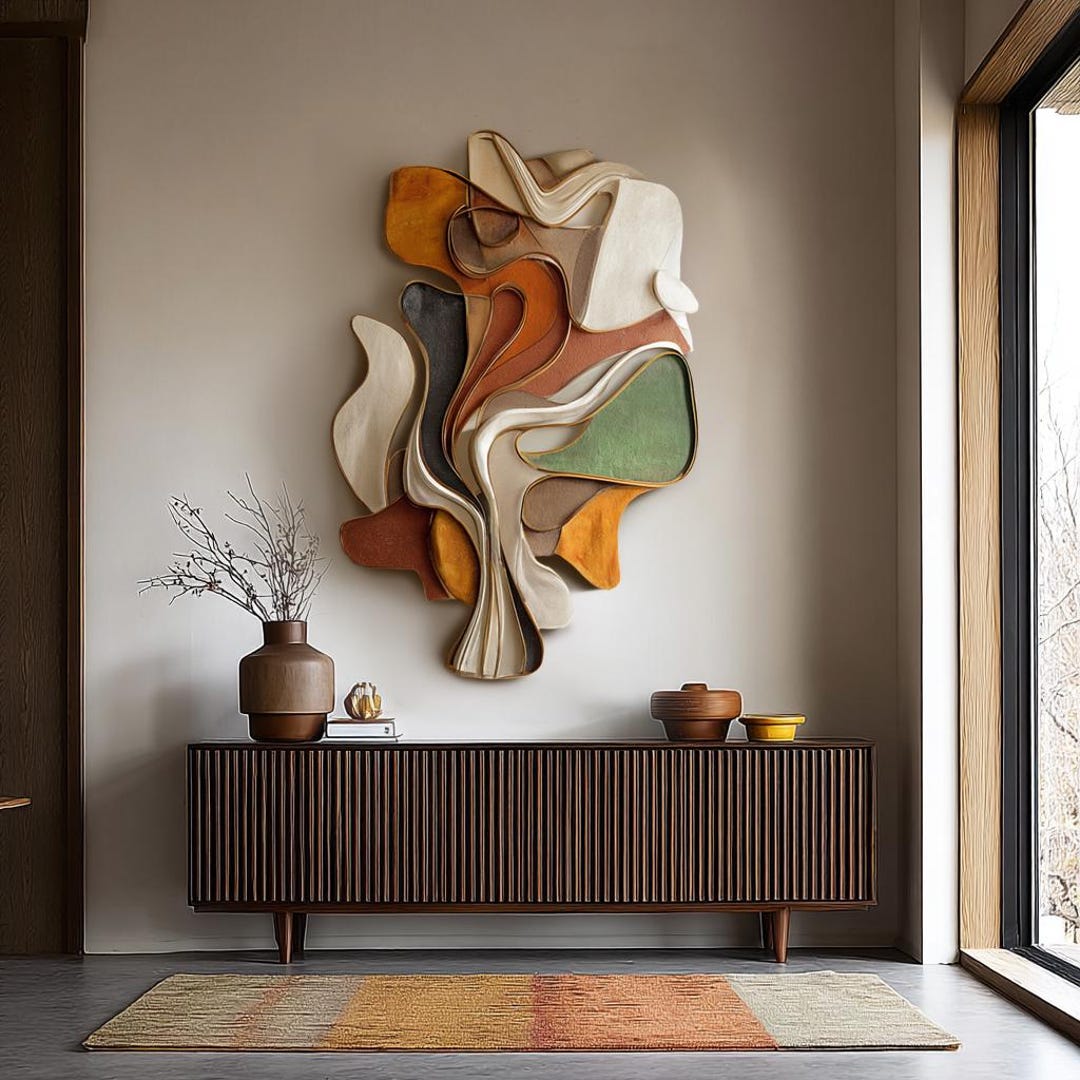 Handmade 3D Carved Wood Wall Art: Modern Abstract Sculpture - Etsy