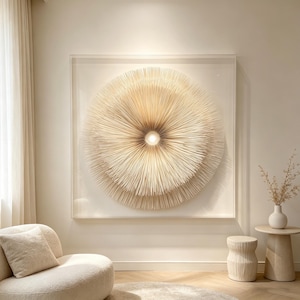 Handmade Paper Sculpture Wall Art, Minimalist 3D Paper Relief Artwork, Modern Neutral Shadow Box Decor, Textured Contemporary Wall Hanging