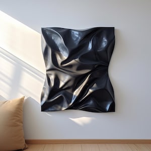 Black Wooden Abstract Wall Art- Geometric Wall Decor- 3D Wood Texture- Wood Wall Hanging- Housewarming Gift