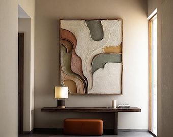 Hand Carved Wood Wall Art: Abstract Modern Sculpture, Neutral Tones