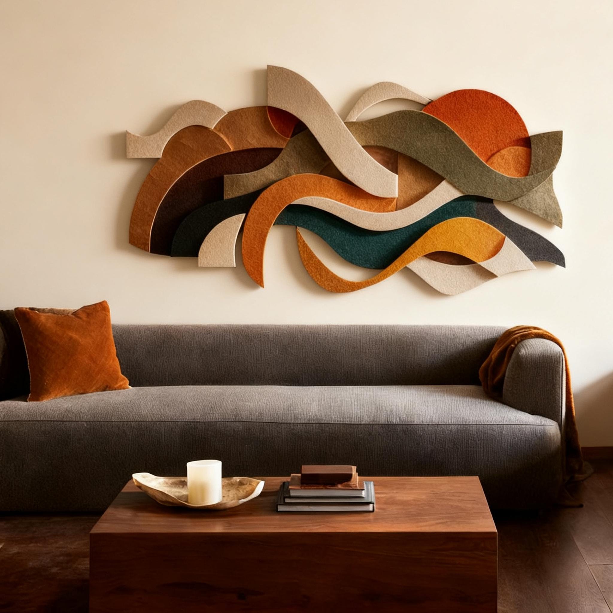 3D Abstract Wall Art – Modern Geometric Wave Sculpture in Warm Earth ...