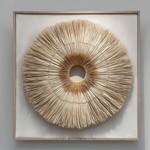 Handgjord 3D-pappersväggkonst, solstrålepappersskulptur, neutral väggdekor, minimalistisk heminredning, modern abstrakt väggkonst, bohemisk väggdekor bild 10