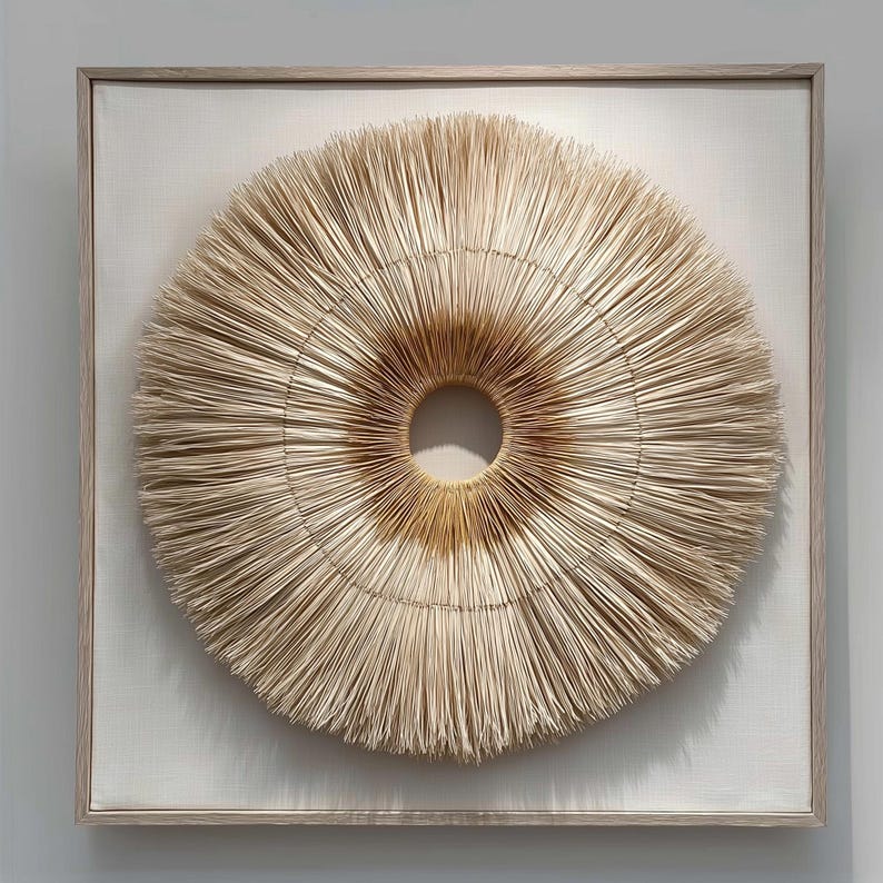Handgjord 3D-pappersväggkonst, solstrålepappersskulptur, neutral väggdekor, minimalistisk heminredning, modern abstrakt väggkonst, bohemisk väggdekor bild 10