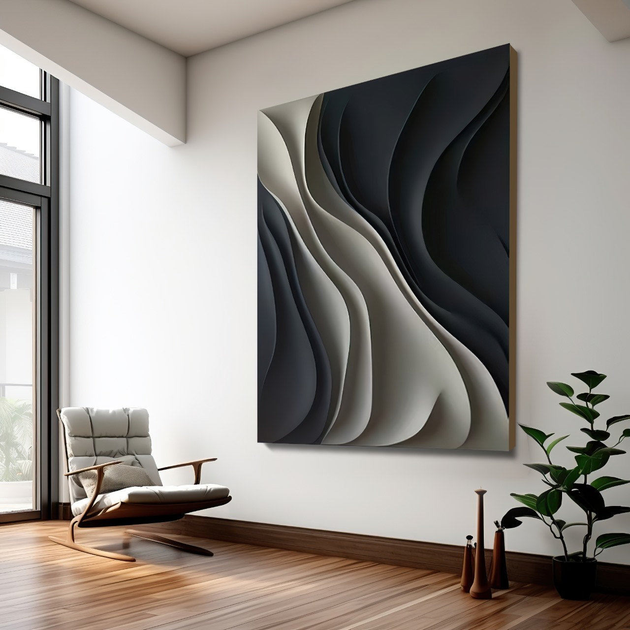 Black and White Textured Art Decor Wall Wooden Craft Art Home ...