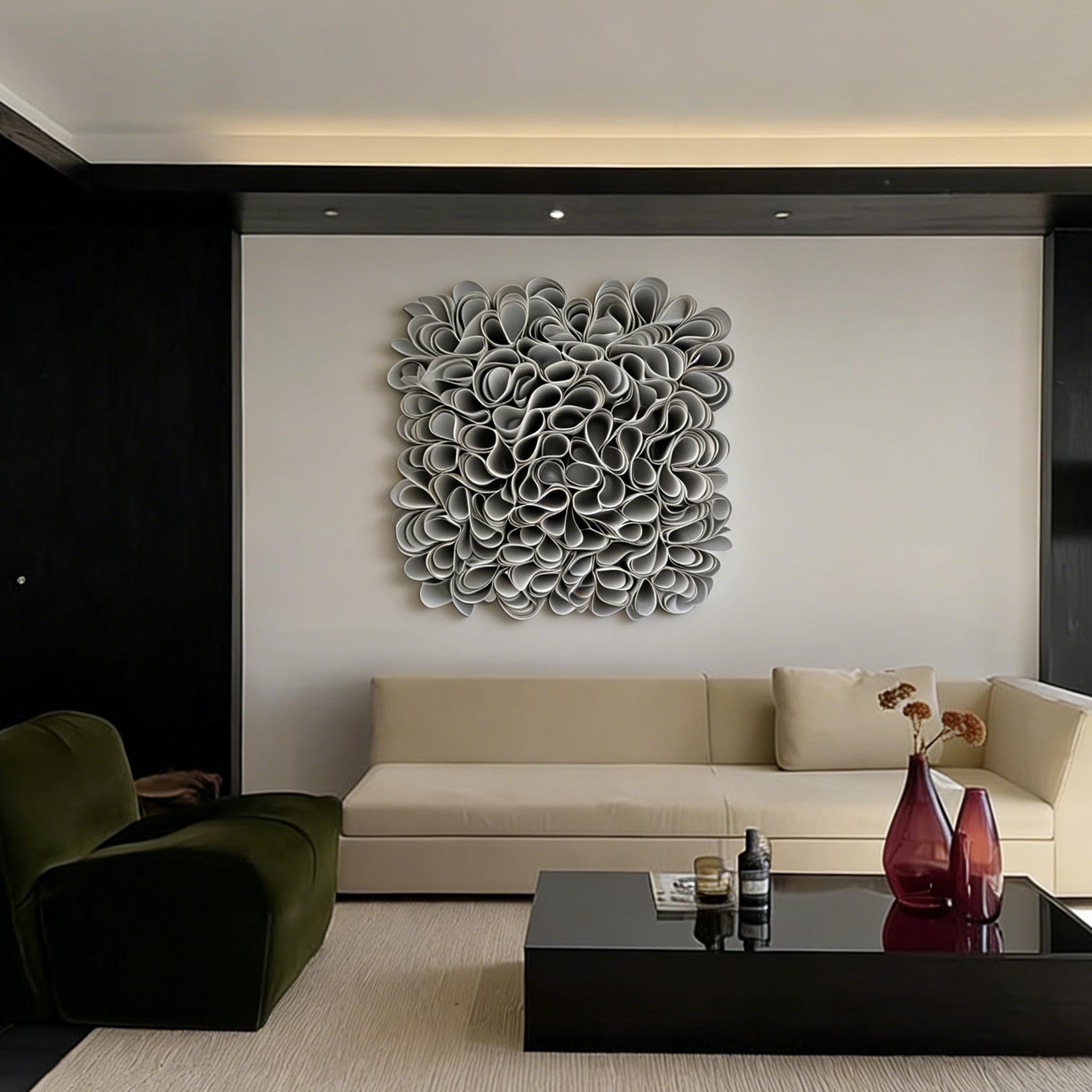 Handmade 3D Paper Sculpture Wall Art, Abstract Textured Paper Relief ...