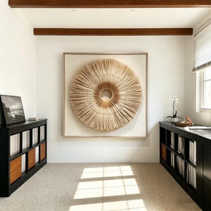 Handgjord 3D-pappersväggkonst, solstrålepappersskulptur, neutral väggdekor, minimalistisk heminredning, modern abstrakt väggkonst, bohemisk väggdekor bild 5