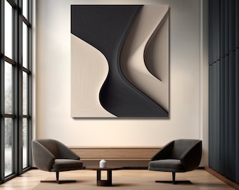 3D Wave Wall Art: Minimalist Textured Wood Sculpture