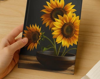 Inbunden dagbok med solrosmotiv: Inspirerande blommig anteckningsbok, tacksamhetsgåva