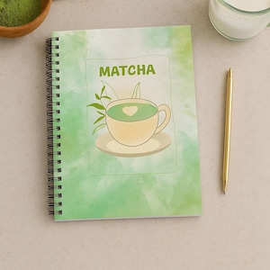 Matcha Green Tea Notebook – Aesthetic Journal | Matcha Lover Gift | Matcha Stationery, Matcha Planner, Matcha Diary-Free Shipping
