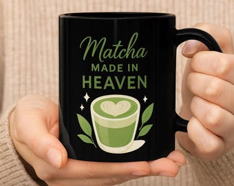 Caneca Matcha Made in Heaven: Grande xícara de café de cerâmica preta