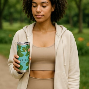 Vaso Tierra Sonriente: Taza de viaje ecológica de acero inoxidable