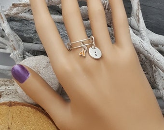 OR-6 Self Harm Awareness Jewelry Cutting Awareness Semi colon Dangle Charm Ring Semicolon Jewelry Gift Stackable Rings Expandable Ring