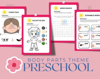 Worksheet Body Parts Theme For Kindergarten 4-6 Years Old