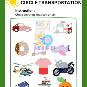 Worksheet Transportation Theme for Kindergarten 4-6 Years Old image 4