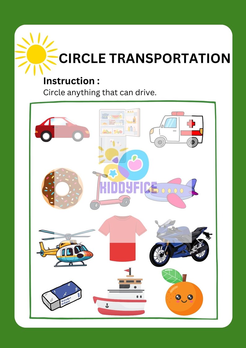 Worksheet Transportation Theme for Kindergarten 4-6 Years Old image 4