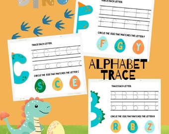 Worksheet Tracing Alphabet Dino