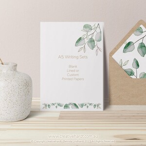 Australian Leaf - Letter Writing Set - with Matching Envelopes - Blank or Lined. Personalised