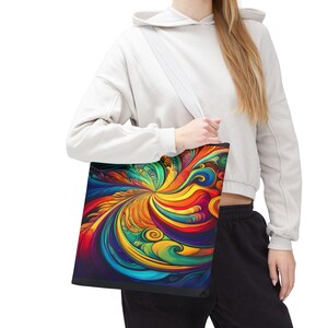 Colorful Swirl Tote Bag, Vibrant Shopping Bag, Beach Tote, Eco-Friendly Carry-All, Artsy Grocery Bag, Perfect Gift for Art Lovers
