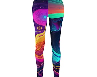 Vibrant Abstract Print Leggings for Women, Yoga, Gym
