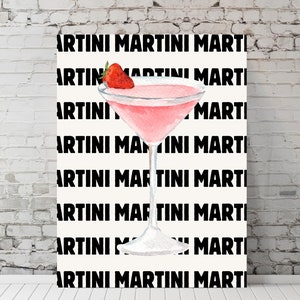Pop Art Pink Martini Poster | Retro Y2K Art | Digital Download PNG | Perfect for Apartment, Dorm Room, Living Room, Kitchen & Bar Cart Decor