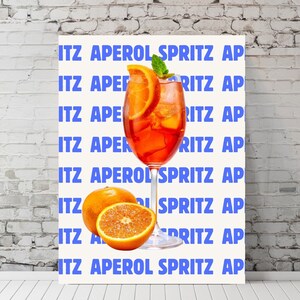 Trendy Blue & Orange Pop Art Aperol Spritz Poster | Retro Y2K Aesthetic Print | Dorm Room, Bedroom, Living Room,  Bar Cart Decor, Preppy