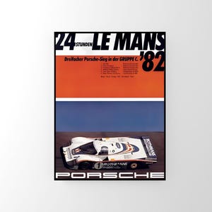 Vintage Retro Porsche Le Mans '82 Poster | Digitaler Download PNG | Klassische Rennwagen-Wandkunst | Druckbar in jeder Größe
