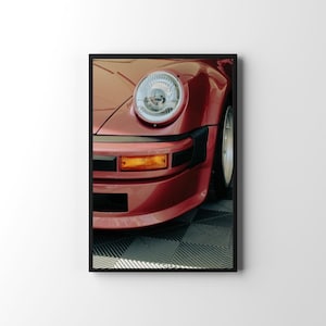 Retro Red Porsche Poster Vintage Car Wall Art Digital Download Racing Decor