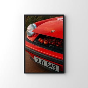 Retro Red Porsche Poster | Retro Cool Girl Y2K Wall Art | Racing Car Poster | Digital Download PNG | Trendy Car Lover Decor