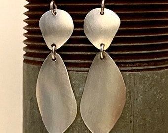 Organic Doodle Earrings with handmade Titanium Earwires in brushed Sterling Silver everyday hypoallergenic earrings