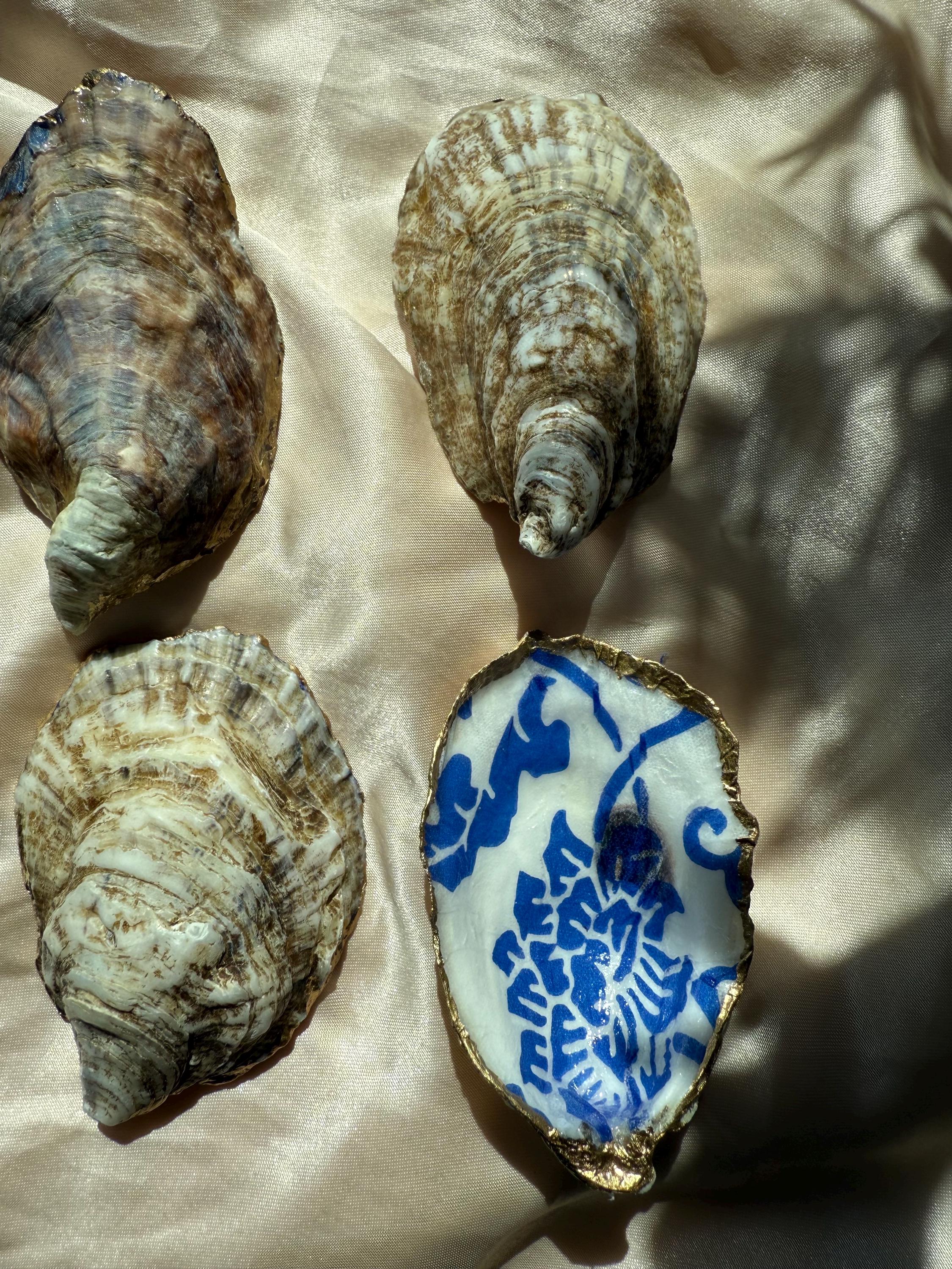 Oyster Shells Hand Painted Gold Rimmed - Etsy