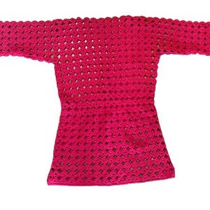Vintage 1960s  Italian  mod hand  crochet dress in deep red medialion pattern peekaboo mini dress