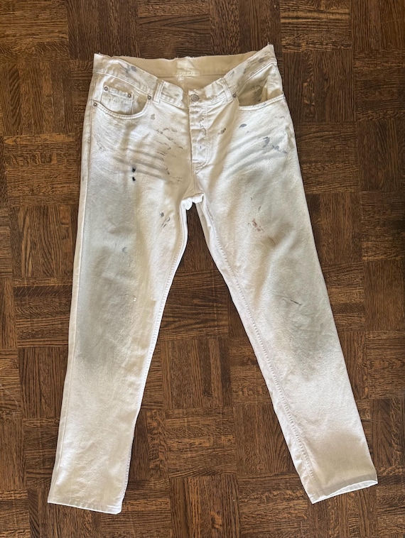 RARE Y2K Helmut Lang Make Old Splash-ink White Jeans 32 Waist - Etsy