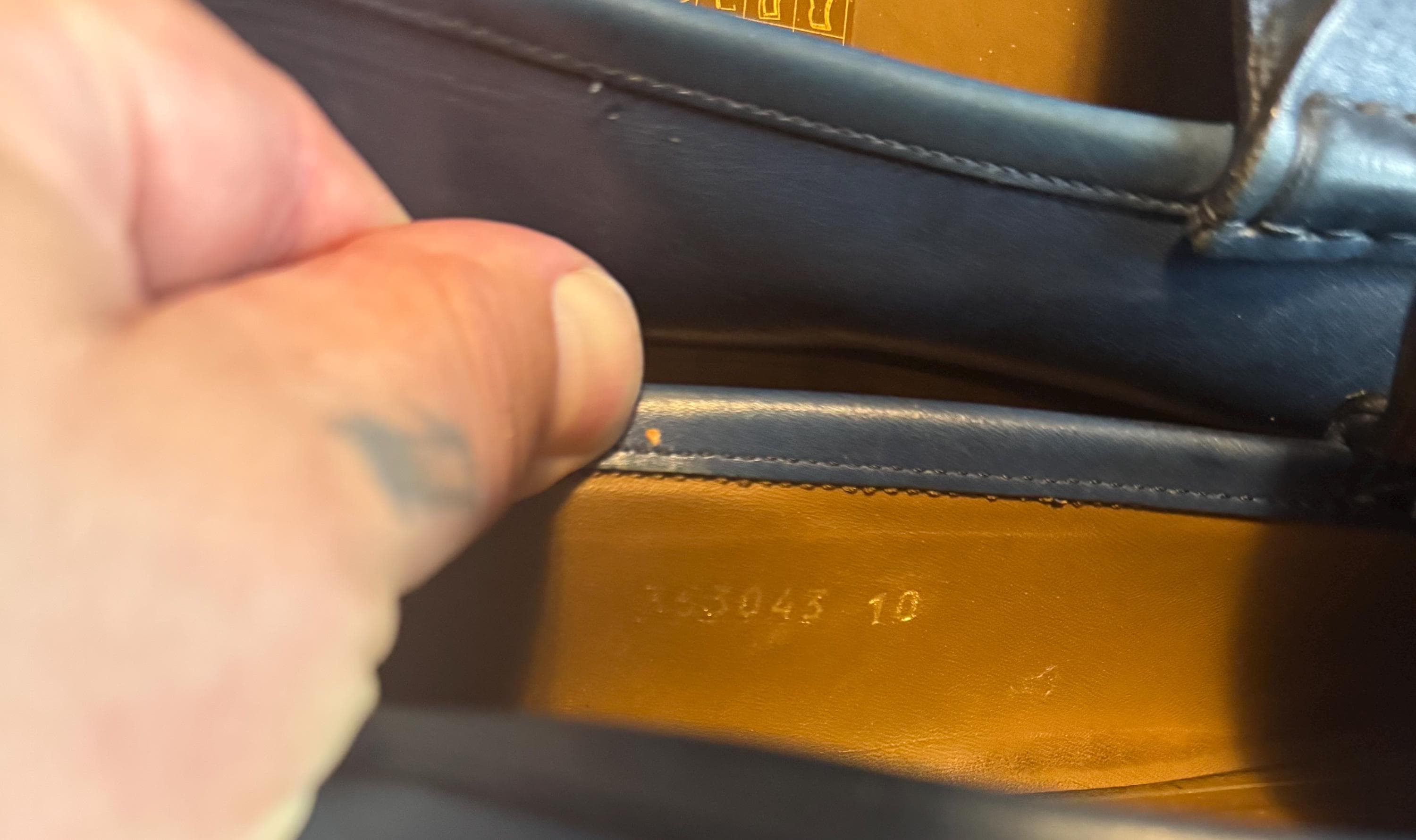 Gucci Navy Leather Loafers with Gold chain size 44euro Gucci 1953 Horsebit Crocodile Loafers in Blue | The Vault NYC main image 2