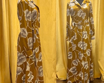 vintage 1970s floral print polyester maxi dress