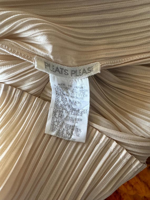 Vintage 1990s Issey Miyake Pleats Please Beige Rayon Long