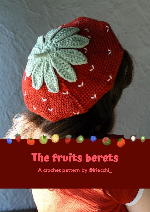 tunagute(ツナグテ) PON!PON!ribbon beret The Fruit Berets Crochet Pattern - Beginner Friendly - US & FR