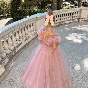 Maxi Prom Dress Ball Gown with Train, Baby Girl Princess Dress, Flower girl dress, Toddler Tulle Puffy Pageant Dress Special Occasion