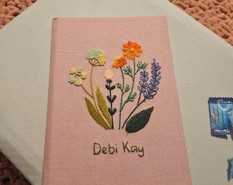 Personalized Wild Flower Hand Embroidered Notebook